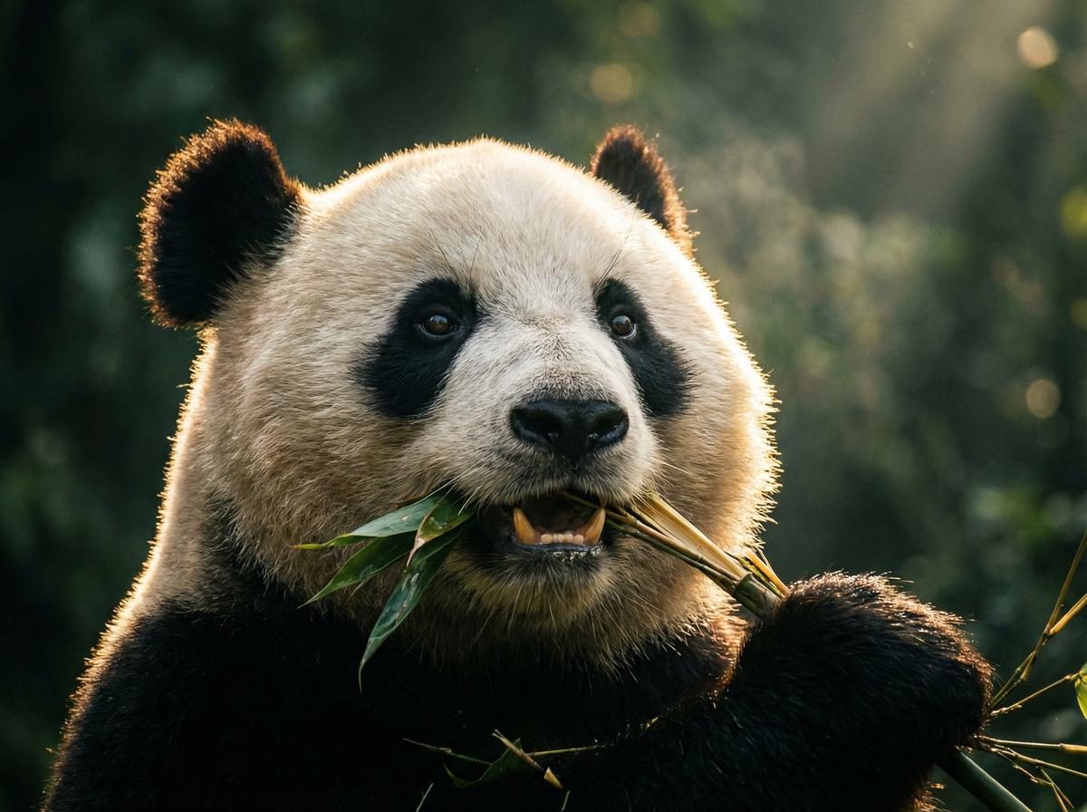 明星熊猫吃竹视频